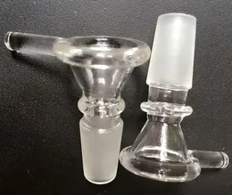 2016 Nuova ciotola di vetro per fumatori Ciotola di vetro con giunto maschio da 14 mm Ciotola per scivolo in vetro trasparente Ciotola per erbe secche per bong in vetro con manico
