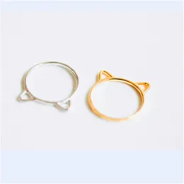 Fashion jewelry 18k gold plated silver ring cute cat ear rings for women Wholesale Free Shipping