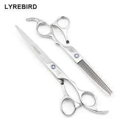 Hair scissors 7 INCH Cutting scissors 6.5 INCH Thinning shears LYREBIRD Silvery Dog Grooming scissors Blue stone NEW