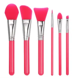 6pcs Silicone Makeup Brushes Set Facial Mask Foundation Eyeshadow Eyebrow Brush Flectional Brush Head Cosmetic Make Up Brush Tools DHL Free