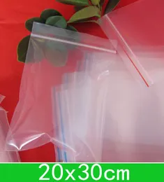 Nya Clear Pe Bags (20x30cm) Återupptagbara Poly Bags, Zipper Väska för Partihandel + Gratis frakt 100pcs / Lot