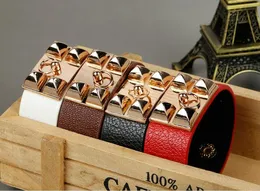 Leather Metal Exaggerated Rivet Punk Wide Bracelet Punk Gold Plated Leather Wristband Bangle Bracelet Cuff Vintage Bangle Jewelry