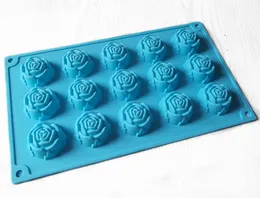 15 Rose Flower chocolate Cake Mold Flexible Silicone Soap Mold For Handmade Soap Candle Candy bakeware baking moulds kitchen tools ice molds