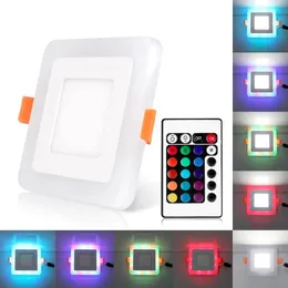 Ultra Slim 6W 9W 16W 24W Dual Color RGB LED Panel Light Concealed Cool White Lamp Square Ceiling Light AC 100-265V