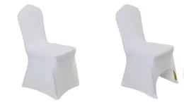 Wysokiej Jakości 100 Sztuk Uniwersalny Biały Poliester Spandex Krzesło ślubne Okładki na Wesela Bankieta Składany hotel Dekoracji