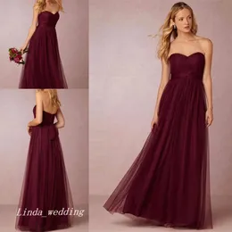 Sob 100 Burgunday Vestido de dama de honra Vinho Vermelho Red Dom Caminhos de Honra para vestido de festa de casamento Plus Size Vestido de Festa de Casamento