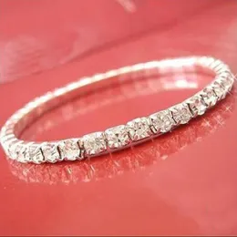 Partihandel-Hot Sale Women's Silver Plated Crystal Rhinestone Bangle Party Smycken Gift Manschett Armband 6Y4S 7G56 9JCV