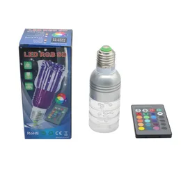 2016 E27 Crystal Glass Cylinder 16 Color Change RGB 3W LED Light Bulb Lamp with Remote Control