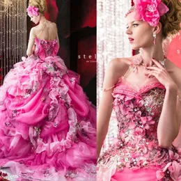 Stella De Libero Beaded Wedding Dresses Rhinestone Appliques Flowers Backless Bridal Ball Gowns Floor Length Ruffle Wedding Dress203O