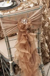 2016 Organza Ruffles Wedding Chair Sashes Vintage Romantyczny Szyfon Krzesełko Obejmuje Kwiatowe Dostawy Ślubne Luksusowe Akcesoria Ślubne 02