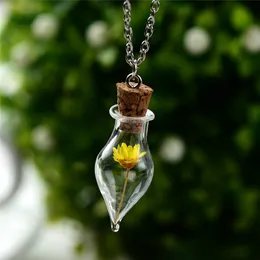 Wishing Bottles Dried Flower Necklaces women glass necklace plant fashion jewelry Christmas gift will and sandy