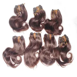 1kg / lot Gekleurde bruin 8 inch Braziliaanse menselijke hair extensions 30 stks bulk hoeveelheid onbewerkte golf weave mooie glans 7A-cijfer