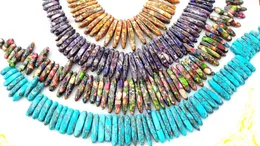 Großhandel 15-30 mm 17 Zoll Ozean-Jaspis-Halskettenperlen Mehrfarbige Impression-Jaspis-Steinzahnspitzen scharfe Nekclace-Edelstein-lose Perlen