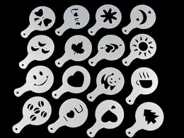 16Pcs/set Coffee Milk Cake Cupcake Stencil Template Mold Coffee Barista Tools