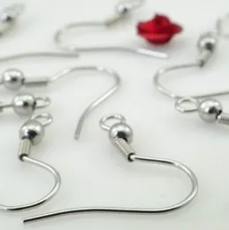500st/ parti smyckesfyndkomponenter rostfritt stål örontrådar krok med 4mm pärlspolarörhängen att hitta DIY -silver