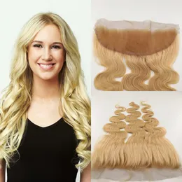 13x4 Ear To Ear Lace Frontal Closure Virgin Malaysian 613 Blonde Body Wave Wavy Full Lace Frontals With Baby Hair