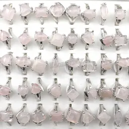 Fashion Pink Crystal Rings Kvinnesmycken Rose Quartz Rings 50st grossist
