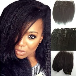 Malaysian Corase Yaki Straight Clip In Remy Hair Extension Kinky Straight Hair Weaves Gratis frakt No Tangle Top Quality