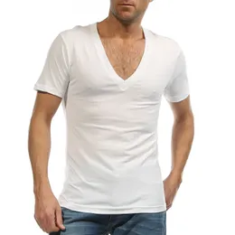 Цельная майка для мужчин, классическая рубашка, футболка Fanila с глубоким V-образным вырезом для Camiseta Hombre, 95% хлопок, сексуальный белый S-XXXL G 2249j