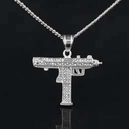 Hip Hop Gun Pendant Halsband för män Kvinnor Iced Out CZ Pendant Cuban Chain Drop Shipping