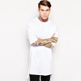 Hurtownia-2016 Letnia Długa koszulka Mężczyźni Rozszerzona Koszulka Sport Hip Hop Oversized T-Shirt Street Wear Loose Bandana Tee Koszula Homme Topy