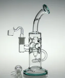 Bong 10 "inches glas bong cirkulerande vatten glas vattenrör Recycler Bong 14.4mm Joint Glass Bowl Rökning rör