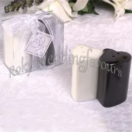 DHL FREE SHIPPING 200PCS(100Sets) Double Hearts Salt & Pepper Shakers Bridal Shower Pratical Wedding Favors Marriage Souvenirs