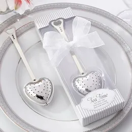 Wedding Favors Heart-Shaped Teaspoon Stainless Steel Tea Spoon Love Tea Strainer Suit Gift Box packing