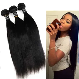 Virgin Brasilian Hair Weaves Human Hair Wefts Straight Bundles 8-34Inch Obehandlad Peruvian Indian Mongolian Mink Bulk Hårförlängningar