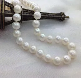 Hurtownie 8-9mm White Flawless Perfect Circle Gloge Natural Pearl Necklace S925 Silver Buckle