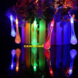 6,6ft 2m 20 LED Crystal Water Drop Battery Powered Light String Light för Party Christmas Wedding Home Fairy Light Strängar