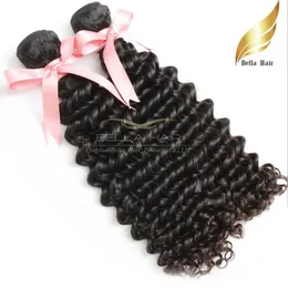 ペルーの深い波を織る人間の髪の延長4ピース/ロット8 "-30"バルクベラエアの自然な色の髪緯糸