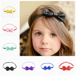 Nowe mody Girls Shiny Bow Cekiny Bowknot 3/8 "Glitter Headbands Handmade Akcesoria dla dzieci