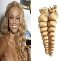 # 613 Blek blond brasiliansk lös våg hårband i mänskliga hårförlängningar 40 stycken 7a 100g hud väft hårförlängningar lösa lockigt