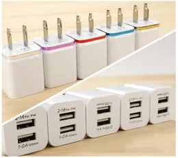 Samsung S20 S10のトップ品質注10デュアルUSB壁充電器5V 2.1A 1A 1A Metal Travel Adapter US EUプラグAC電源アダプタ