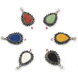 Fashion Water Drop Natural Lava Stone Pendant Perfume Essential Oil Diffuser Charms Ethnic Accessories DIY Necklace Jewelry Women