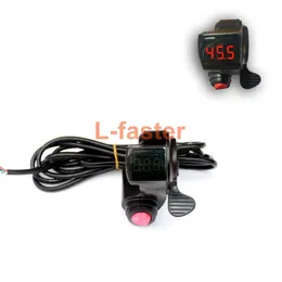 Electric Scooter Thumb Throttle With Switch Button Battery Capacity Indicator E-Bicycle Trigger Accelerator Battery Volt Display
