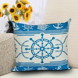 Ocean Styles Home Sofa Cushion Cover Printing Sailing Boat Anchor Sailor Pattern Cotton Pillow Cover 45 * 45CM Pillow Cover Cushion Cover