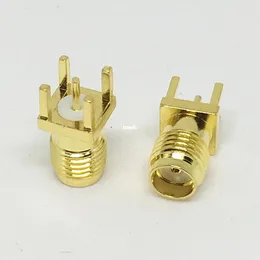 100Pcs\Lot Freeshipping Gold PCB Mount SMA Female Plug Straight RF Connector Adapter Jack Panel Mount Through Hole Vertical 4mm