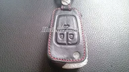 Vauxhall Opel Astra J Car Keychain äkta läder Key Case Cover 3 -knapp Remote Car Key Shell Cover Chain Ring Car Accessories2071