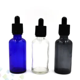 50ml Glass Bottle Empty E Liquid Bottles with Childproof Cap 3 Colors Fit E-Liquid E Cigarette Accessories DHL Free