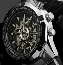 2021 Luxury Winner Automatic Skeleton Mens Watches Top Brand Luxury Fashion Silver Relojes Hombre Clock Mechanical Watches mens281H