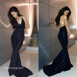Черное вечернее платье русалки высококачественные ремни спагетти без спинки кружевной атлас длинный формальный платье на заказ
