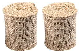 Ślubny Naturalny Burlap Wstążka 2 metry 6cm Jute Roll Cake Topper Decoration Birthday Party Christmas Supplies