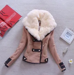 Hurtownie-Women Woolen Casual Jacket Winter Autumn 2015 Moda Nowy Marka Plus Rozmiar S-XXL Zipper Slim Solid Coat Jacket Casaako Feminino