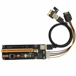 Freeshipping 5 SZTUK PCI-E PCI Express 1x To16x Riser Card USB 3.0 Cable SATA do 4Pin IDE Cord Molex Power for BTC Miner Machine