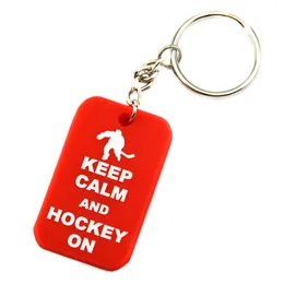 1pc Lugn och hockey på Silicone Dog Tag Keychain Perfekt att användas i någon fördel