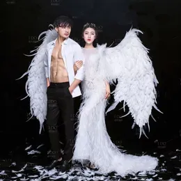 High quality GOLD angel feather wings with Coloured lights Adults' big  devil wings stage show shooting wedding props EMS Free shipping
