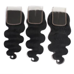 Wholesale 10pcs/lot 3 Part Lace Closures Hair 1B 130% 4*4 inch Brazilian Virgin Human Body Wave Top Closures Pieces for Black Women