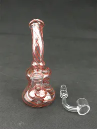 Glas Hookah Red Grid Stripe Oil Rig Bong, Rökning Rör, 14mm Joint Factory Outlet